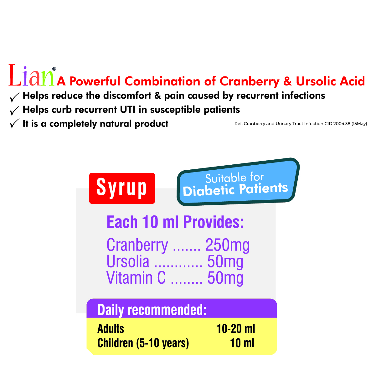 Lian syrup Cranberry extract for uti