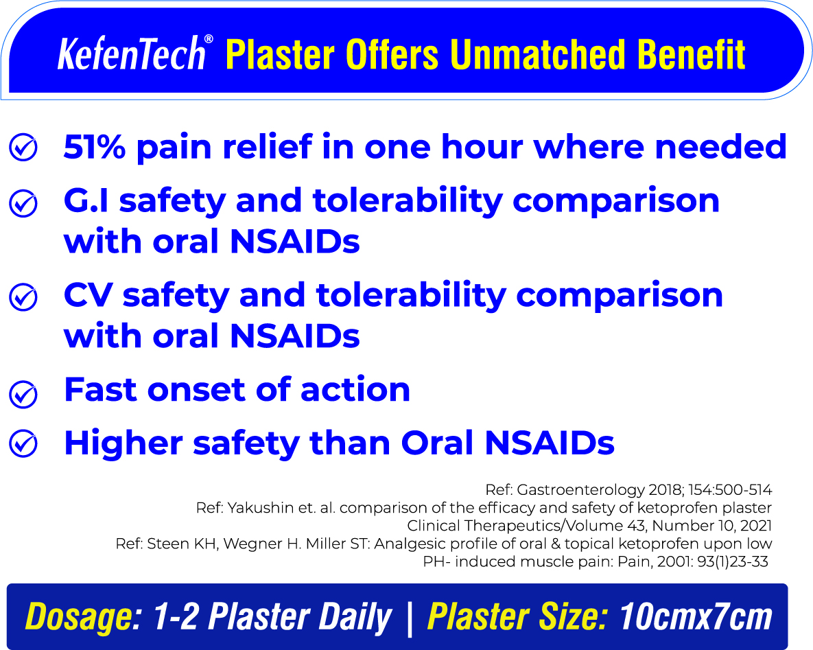 Kefentech plaster, pain releif plaster, pain plaster